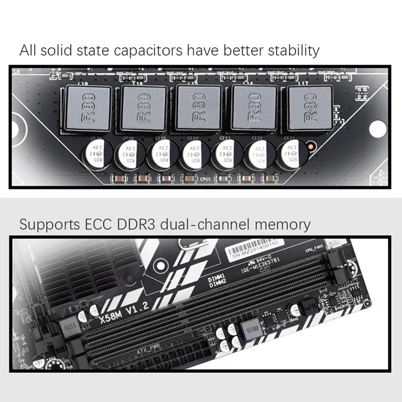 Компьютерная материнская плата X58M 2 0 1366-Pin ЦП Xeon X5650 5670 поддерживает DDR3 ECC память