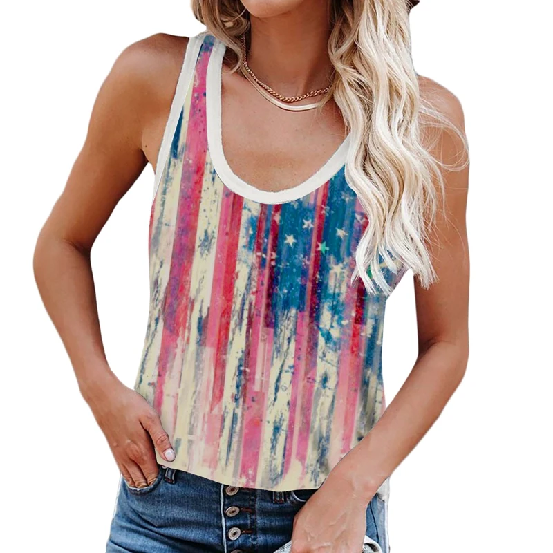 

ASDS-Women's New Fashion Sleeveless Printed Vest Sexy Top Pink