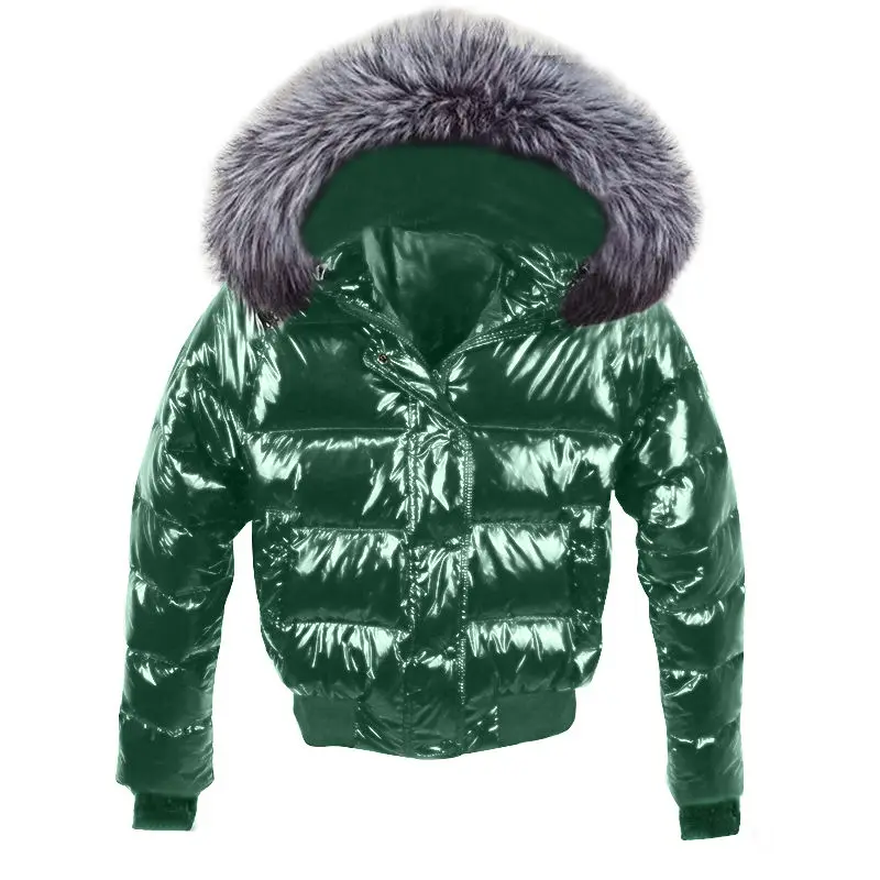 Winter Female Short Jacket 2023 Winter Coat Women Fake Fur Collar Parkas Woman Glossy Waterproof Down Jacket Winter Jacket Women