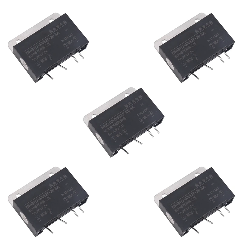 

Горячая Распродажа, 5 шт., теплоотвод на входе 3-32 В постоянного тока, выход 5 А, 200 В постоянного тока, монтажное твердотельное реле SSR для печат...