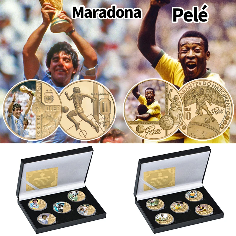 

Позолоченная памятная монета Maradona/Pele с держателем для монет