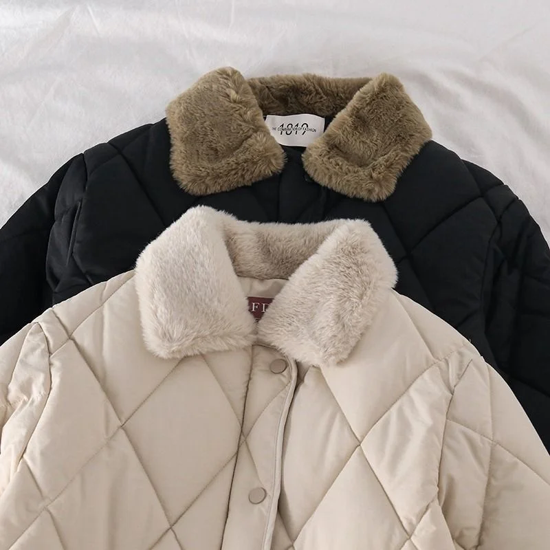 Down jacket woman rabbit hair collar Ringer bread suit new winter coat women thickening warm Casual Cotton coat vintage clothing