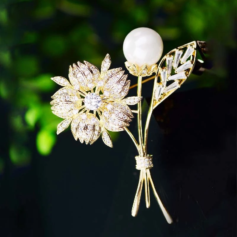 

Весенняя мода, циркониевый цветок, искусственный жемчуг, творческая личность, броши, одежда, корсаж, оптовая продажа ювелирных изделий