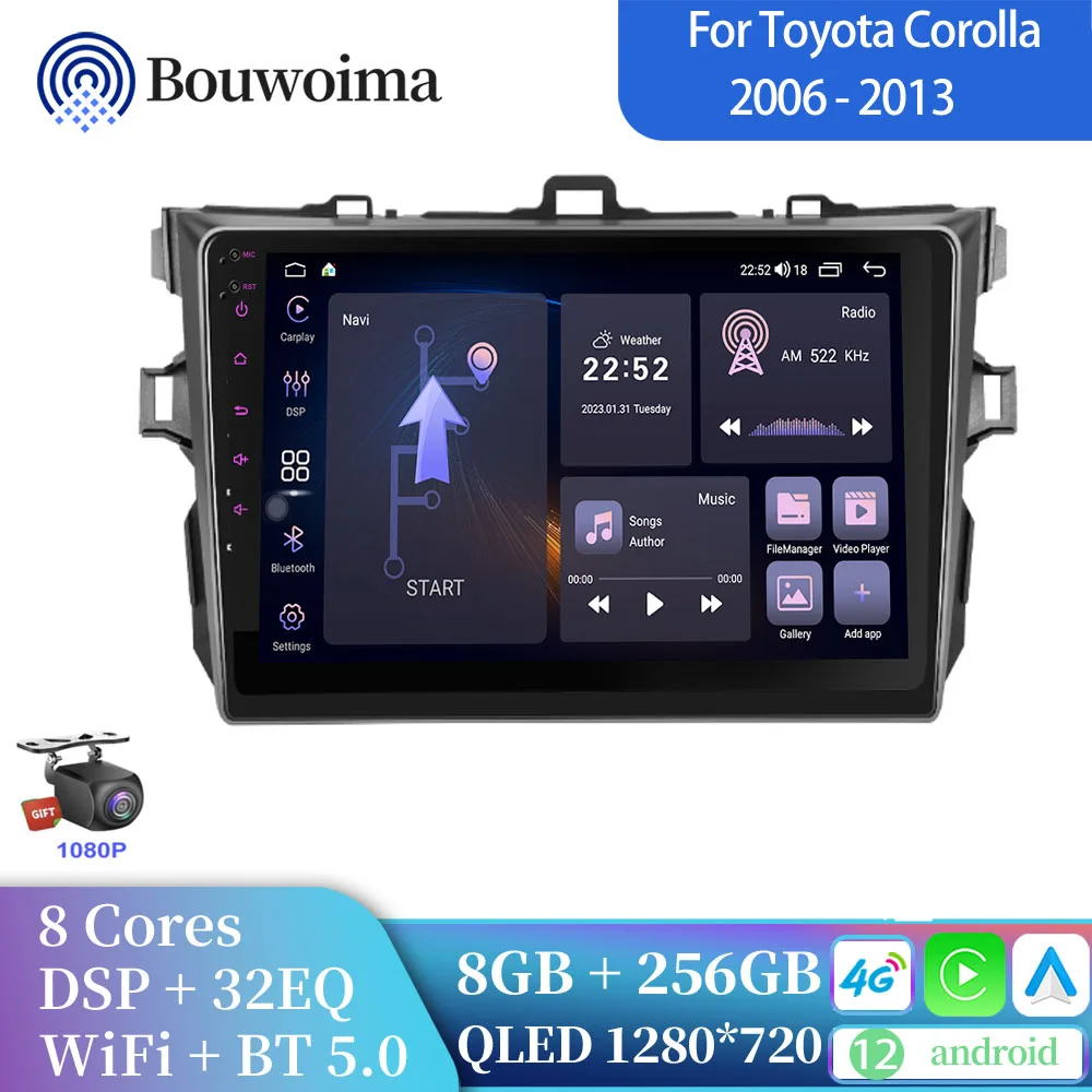 

Android 12 для Toyota Corolla 2006-2013 автомобильное радио, интеллектуальная система pantalla dsp carplay, Авторадио gps android авто