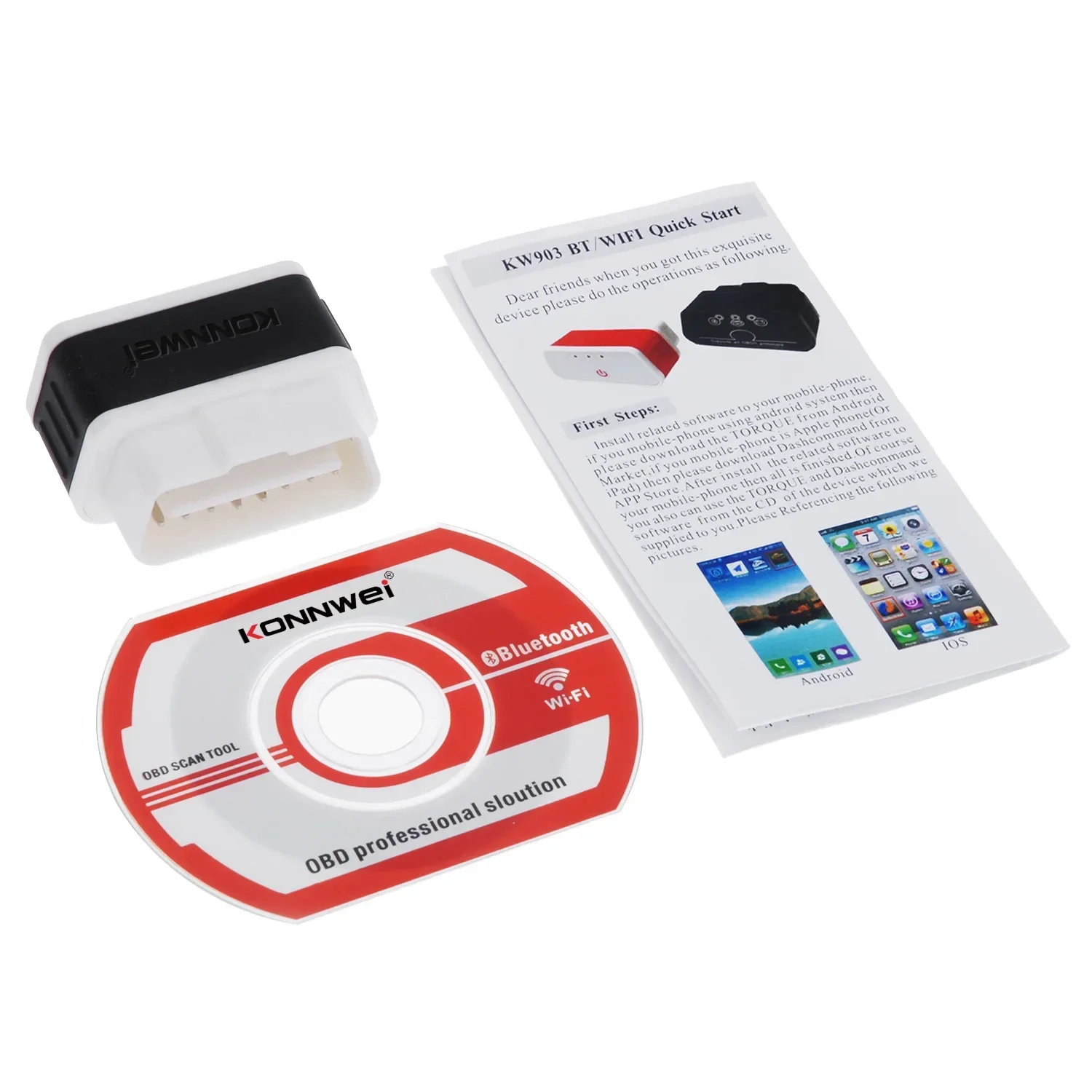 Фото Можно разрешить KONNWEI KW903 ELM327 V1.5 Bluetooth OBD Детектор инструментов для диагностики неисправностей автомобиля №4