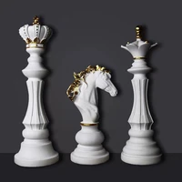 international chess resin crafts ornaments black gold chess pieces king queen war horse simulation horse head home decoration