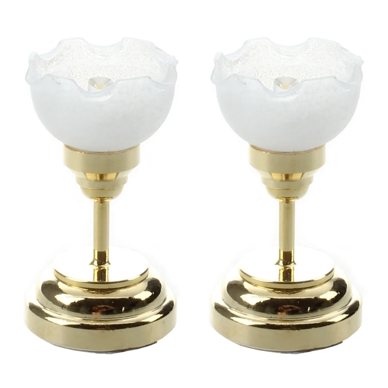 

2X LED Ceiling Light Miniature For Doll House 1/12 - Golden