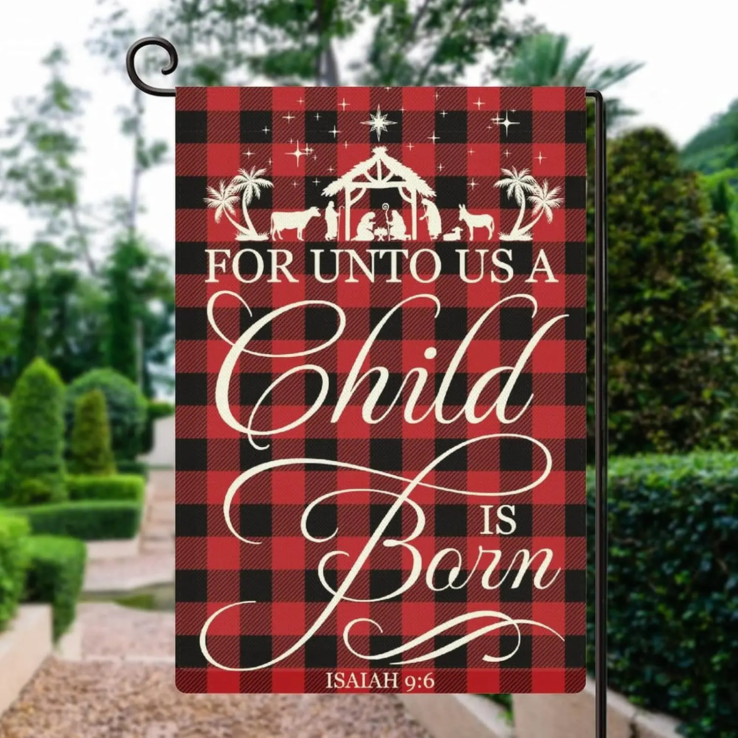 Garden Flag for Unto Us A Child Is Born Isaiah 9:6 Decorative Christmas Nativity Scene Vertical Double Side Decor Yard