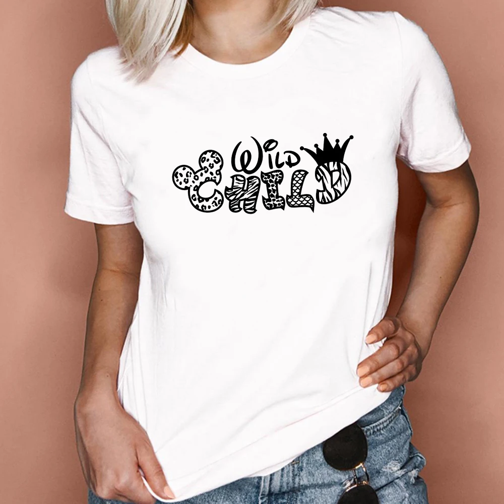 

Exquisite Clothes Comfy Creative Disney Casual Beautiful Disney Art Family Look Tee Shirt Disney Vacay Mode Letter Basic Print