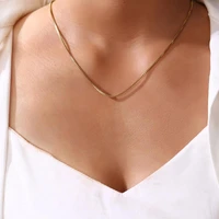 2022 new fashion simple style golden necklace for women birthday gift wedding party jewelry super quality shiny metal collar