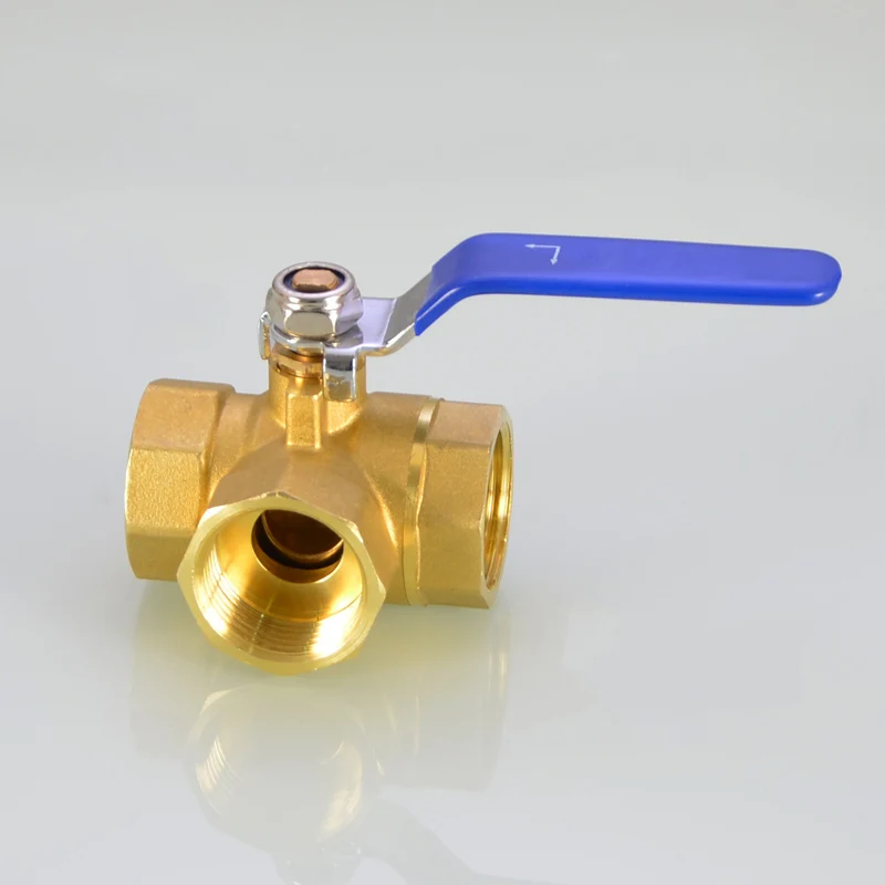

1/4" BSP Female Thread L-Port Three Way Brass Ball Valve for Water Oil Air Gas