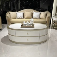 european oval tea table american light luxury tea table with drawer living room household simple tea table