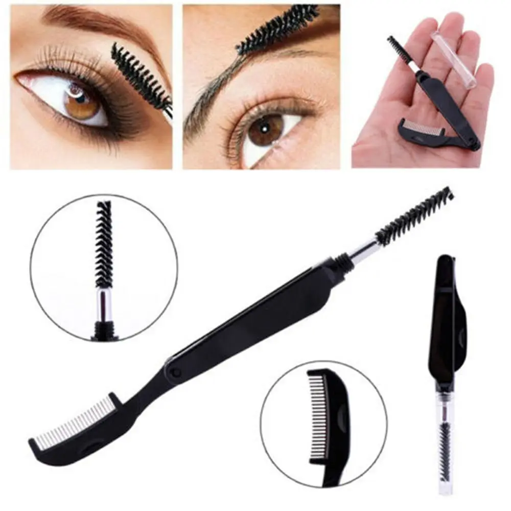 

Dual-Head Folding Metal Eyelash Comb Eyebrow Brush Mascara Separator Eyelash Extension Tool
