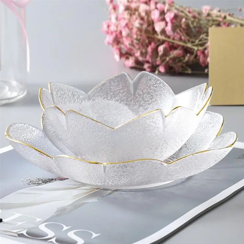 

3 шт./компл. прозрачная стеклянная тарелка для смешивания фруктов и салатов, столовая посуда, контейнер для хранения пищи, кухонная посуда