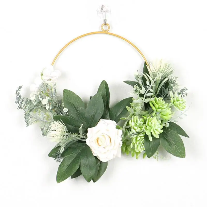 

Искусственные розы, венок, суккуленты для дома, гостиной, Фотофон для украшения дома, венок, 12,59 дюймов