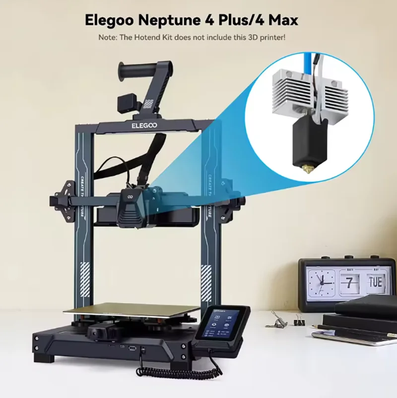 Комплект хотэнда ELEGOO Neptune 4 Plus Max: латунный нагревательный блок 24В 80Вт с термистором, высокоскоростная экструдерная головка, аксессуары для 3D-принтеров (art.: 3920dc65d50ce) - 3920dc65d50ce