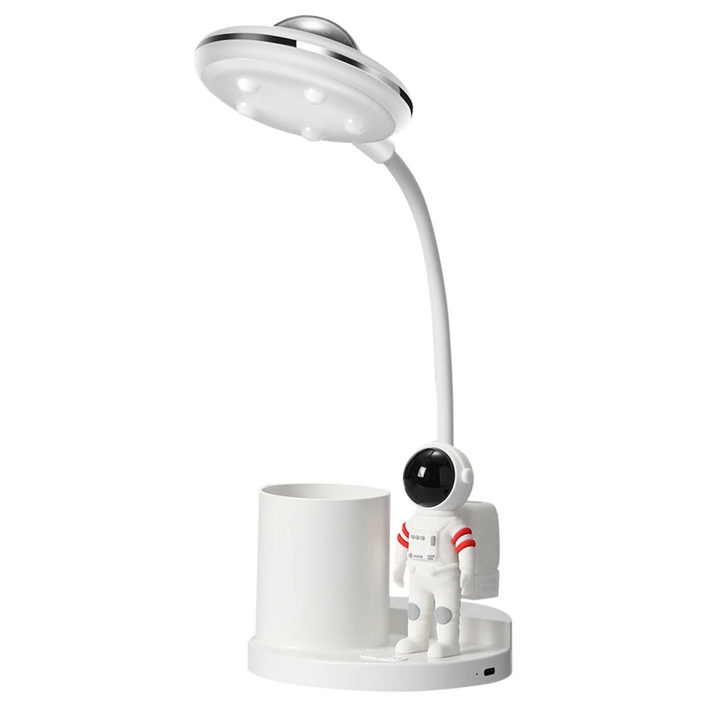 

Настольная лампа 4 в 1 с проекцией астронавта, светодиодная Ночная лампа, школьный обучающий держатель для ручки с защитой глаз, настольная лампа, цвет белый