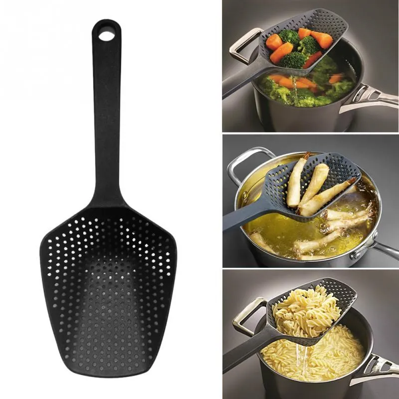 

1 Piece Large Nylon Strainer Scoop Colander Kitchen Accessories Gadgets Drain Veggies Water Scoop Gadget Cooking Tools Black