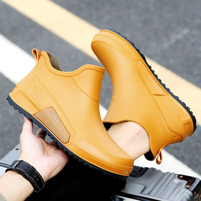 2025: мужские резиновые сапоги противоскользящие уличные повседневные съемные