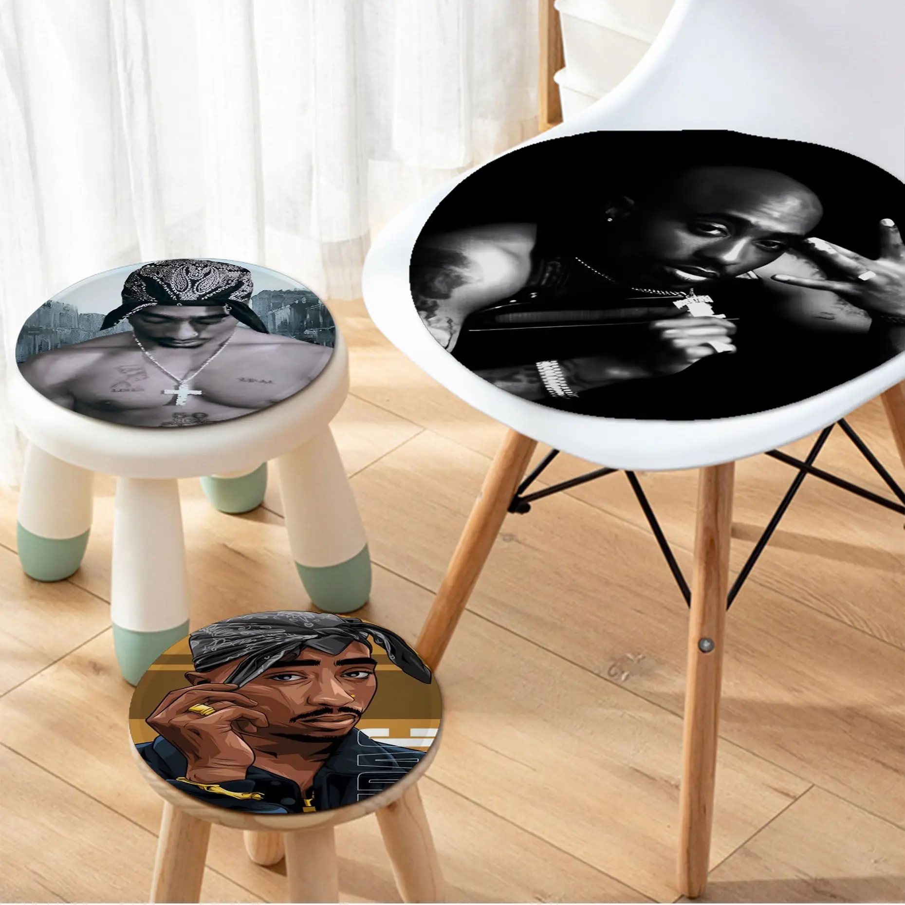 

Rapper 2PAC Simplicity Multi-Color Fabric Cushion Non-slip Living Room Sofa Decor Students Stool Tatami Office Chair Mat Pad