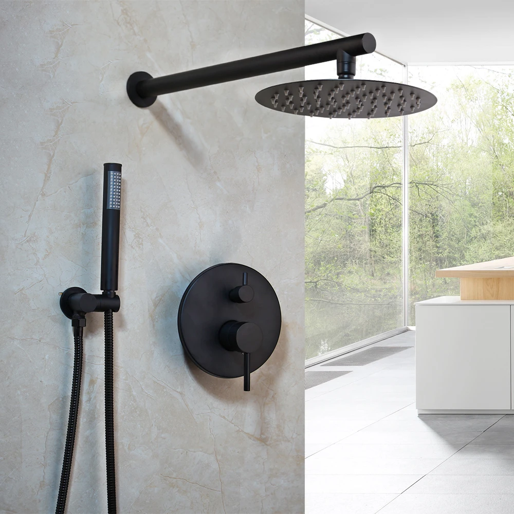 

YANKSMART Matte Black Bathroom Shower System Set Rainfall Sprayer Mixer Water Shower Faucets Set Control Valve Hand Shower Kit