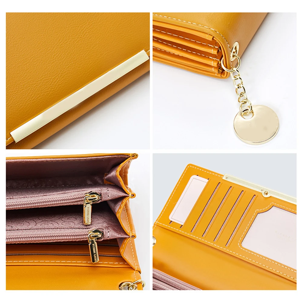 New High-end Women's Wallet Korean Version Solid Color Two-fold Handbags Simple And Oversized To Accommodate Clutch Bag Enfermer