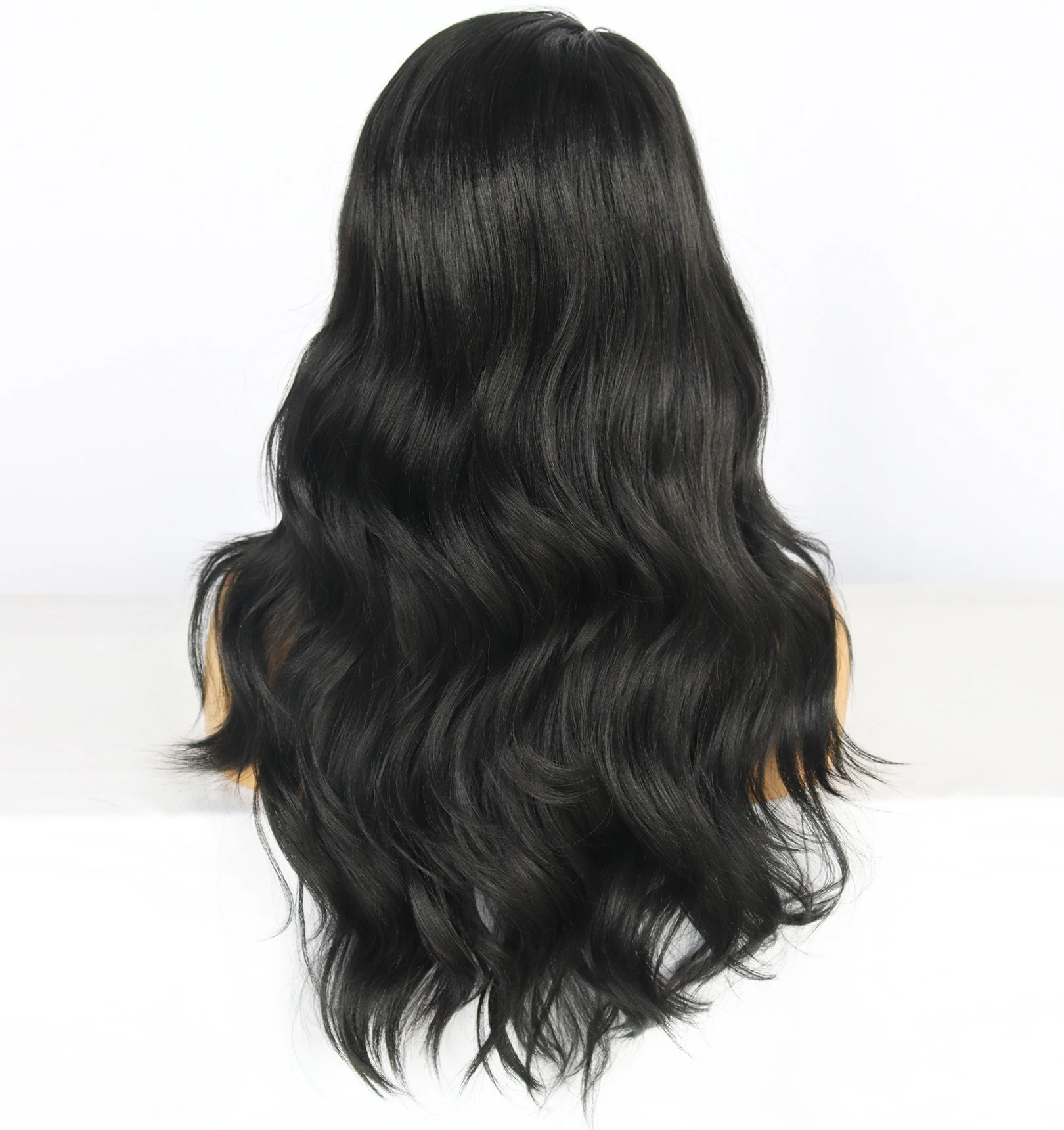 JONETING 24inch Highlight Black Blonde Synthetic Wig with Bangs Multi-color Heat Resistant Fiber Wavy Hair Cosplay Wig Halloween