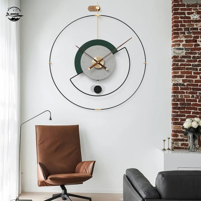 

Copper Clock Round Large Swingable Wall Clock Minimalist Design Home Living Room Decoration Relogio De Parede Light Luxury A