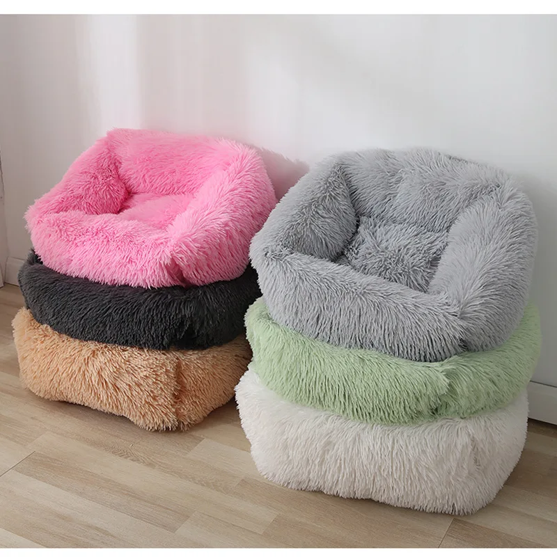 

Square Dog Beds Long Plush Solid Color Pet Beds Cat Mat for Little Medium Large Pets Super Soft Winter Warm Sleeping Mats