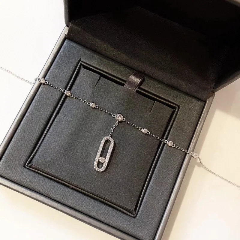 S925Серебряный гибкий ножной браслет женский летний скользящий с бриллиантами