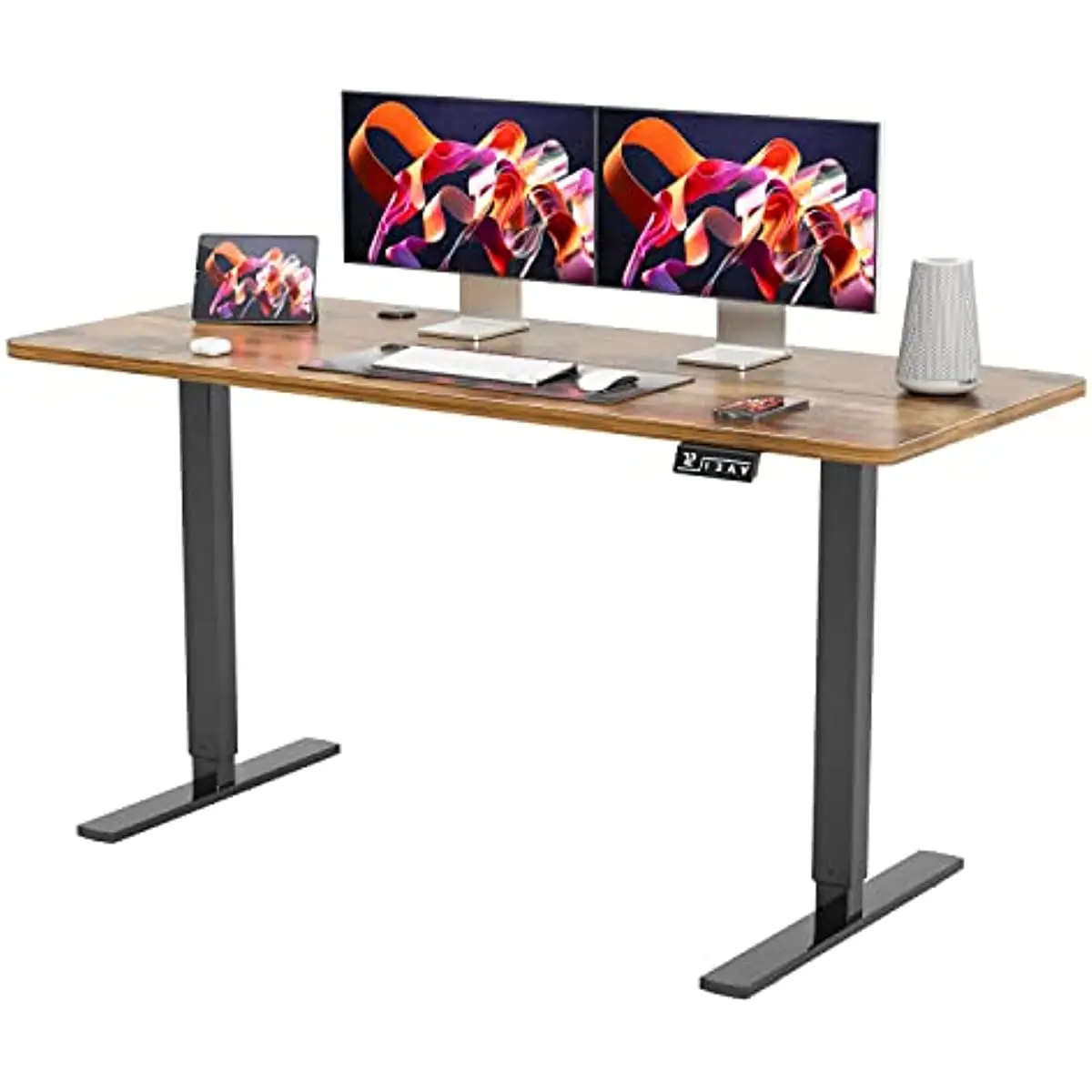 

Height Adjustable Electric Standing Desk 55 inch Computer Table, Home Office Workstation, 55in, Black Leg/Rustic Brown Top