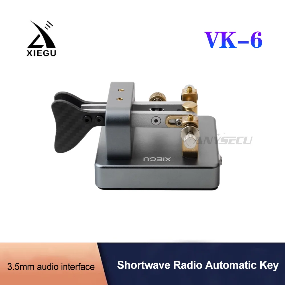 Фото Xiegu VK-6 Коротковолновый беспроводной автоматический электрический ключ CW Интерфейс 3,5 мм Коленный код Ключ радиопередачи Основание из алюминиевого сплава №2