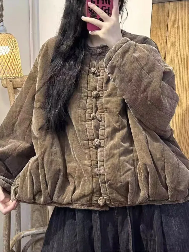 Вельветовое осенне-зимнее пальто женские свободные плиссированные модные