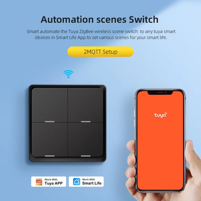 4 Gang Tuya ZigBee Wireless 12 Scene Switch Smart Light Switch Push Button Controller Smart Home Automation Scenario Smart Life 2