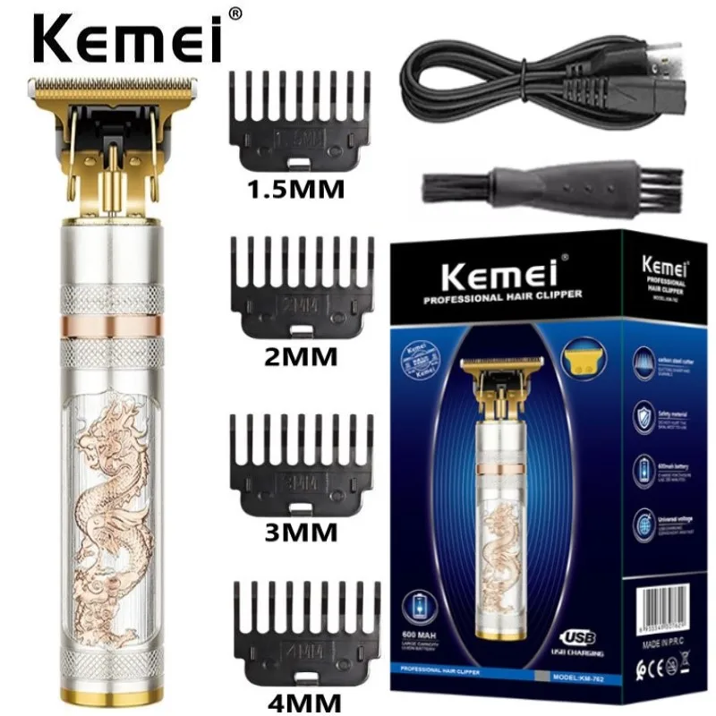 

Kemei Vintage T9 0MM Electric Cordless Hair Cutting Machine Professional Hair Barber Trimmer Men Clipper Shaver Beard Lighter