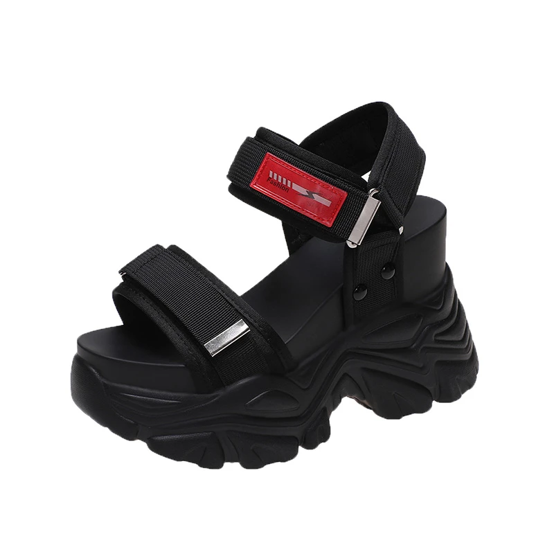 Женские сандалии на массивной платформе с открытым носком высоком каблуке -