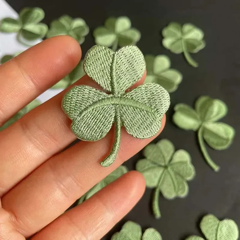 6 шт./зеленая зернистая аппликация ТЕРМОколготки вышивка с цветком клевера удачи