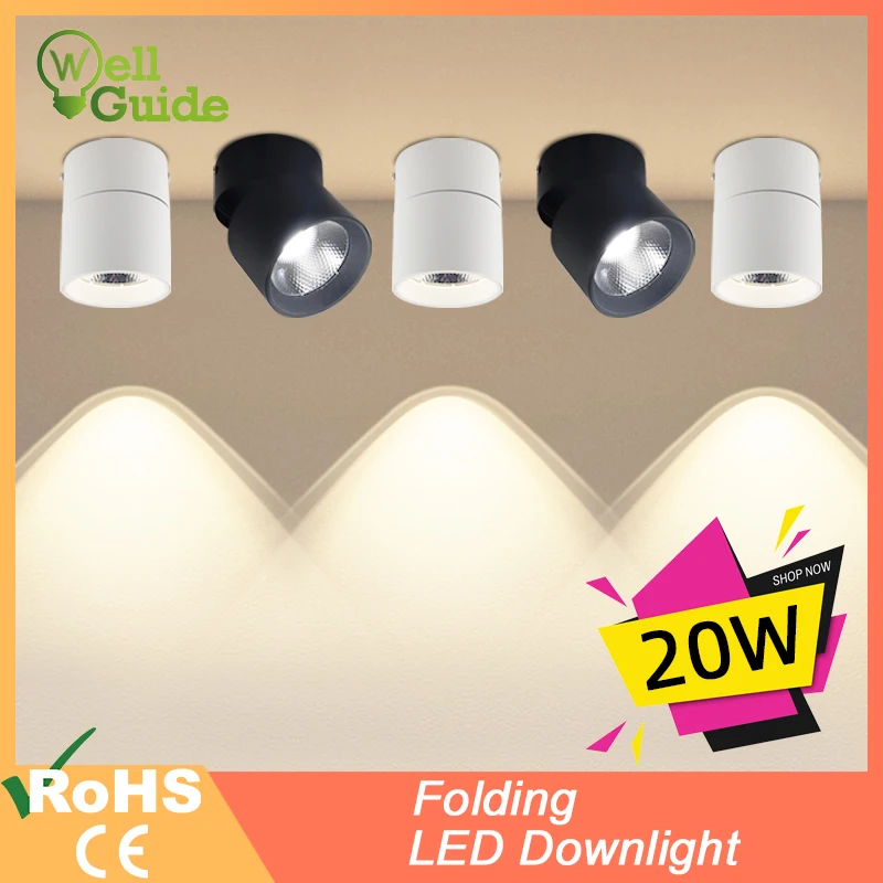 

Led Downlight 10W 15W 20W Foldable Led Spot Light 220V Surface Mounted Aluminum LED Ceiling Spots Lamp For Living Room Bedroom