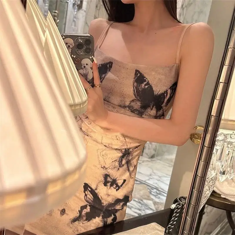 Женское платье с принтом пикантное рукавами одежда Y2k