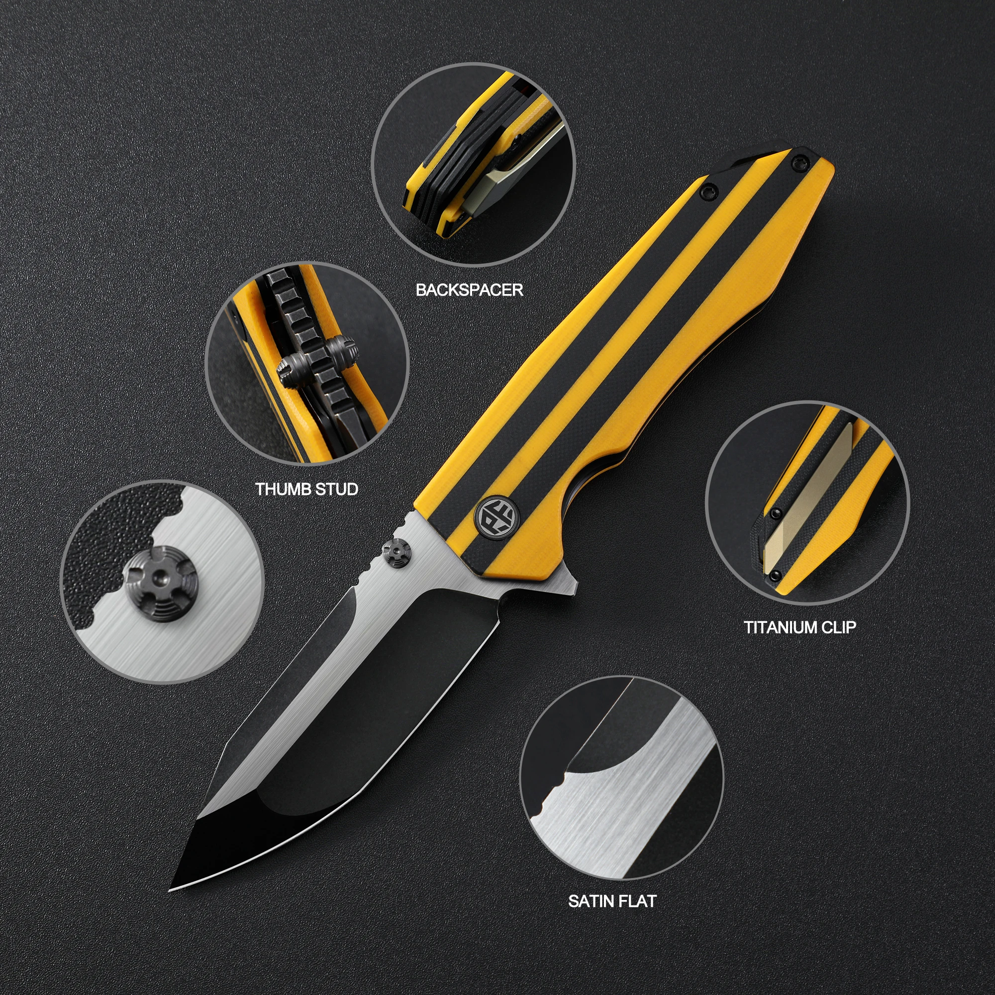 Фото Складной нож Petrified Fish PFP08 с клинком K110 Satin и рукоятью G10, керамический подшипник, Toughbuilt, для активного отдыха, кемпинга, EDC, инструменты для выживания №3