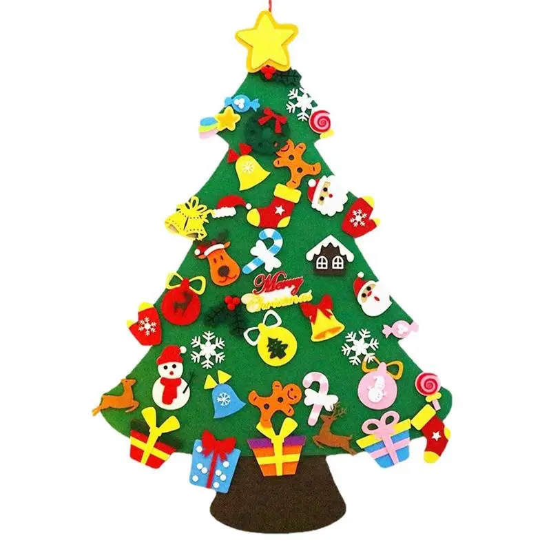 

DIY Christmas Tree For Kids Toys For Children Kindergarten Crafts Snowman Educational Toys Decoration with 33 Ornaments