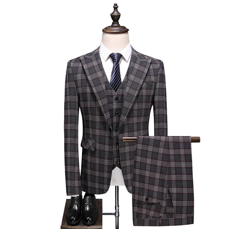 

New Large Suit Men's Bridegroom's Wedding Dress Three Piece Suit