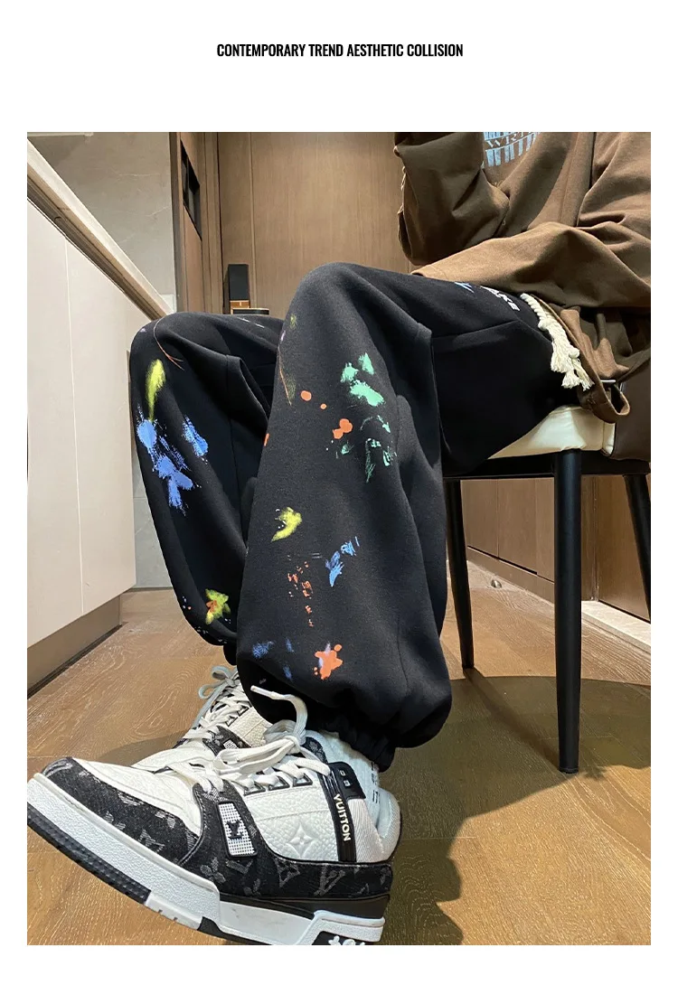 Брюки-карго Y2K мужские с граффити уличная одежда в американском стиле мешковатые