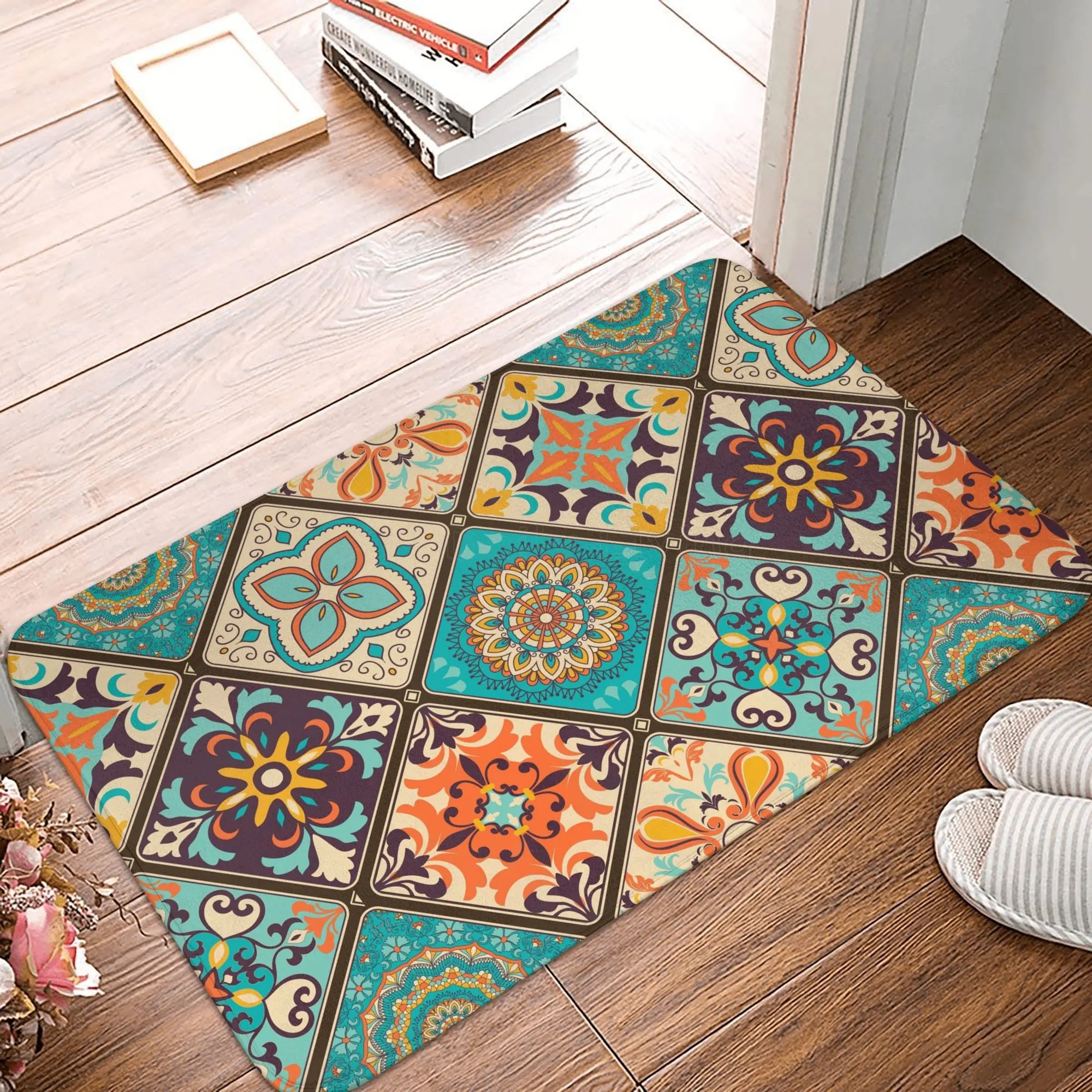 

Bohemian Ethnic Classic Traditional Pattern Door Mat Entrance Vintage Waterproof Kitchen Carpet Rugs Floormat Home Decoration