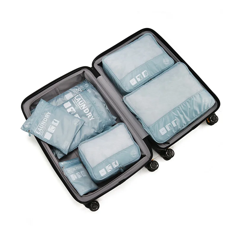 7pcs/set Packing Cube Travel Bags Unisex Portable Large Capacity Clothing Cosmetics Sorting Pouch Organizer Luggage Accessories