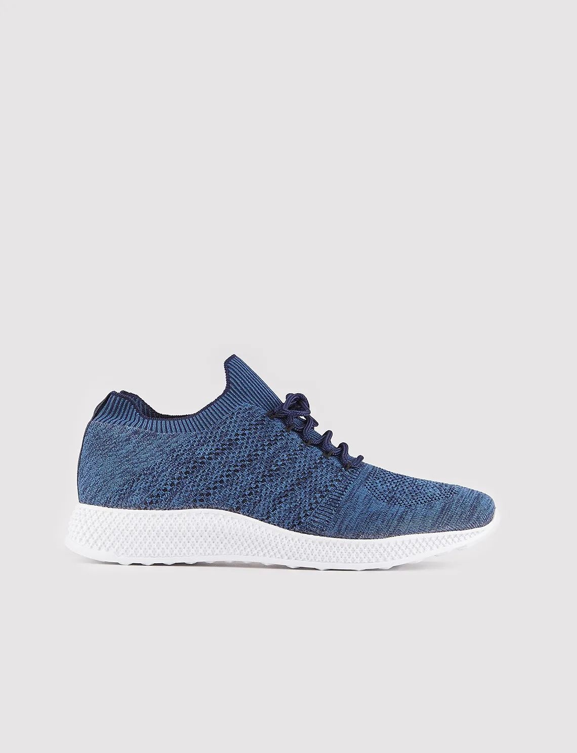 

Knitwear knitted navy blue lace-up men's casual sneakers