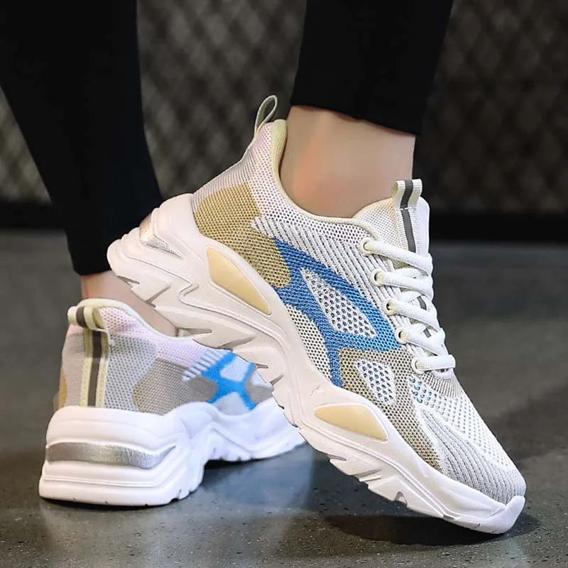 

Fashion Women Sneakers Platform Shoes Outdoor Walking Sneakers Shoes For Women Breathable Mesh Jogging Shoes Lace Up Ladies Shoe