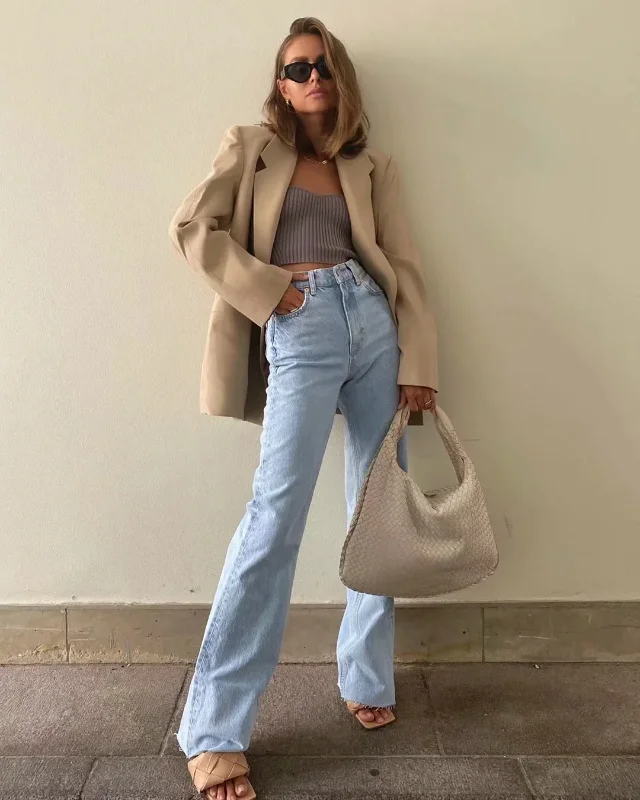 

Casual Fashion Straight Leg Women's Jeans Denim Bottom Harajuku Boyfriend Long High Waist Baggy Jeans Fall Pants