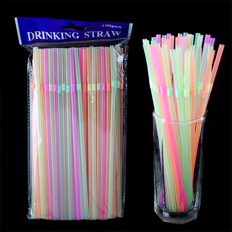 

100pcs Raibow Plastic Straws 21cm Long Flexible Plastic Disposable Drinking Straws for Party Wedding Party Event Pajitas Plastic