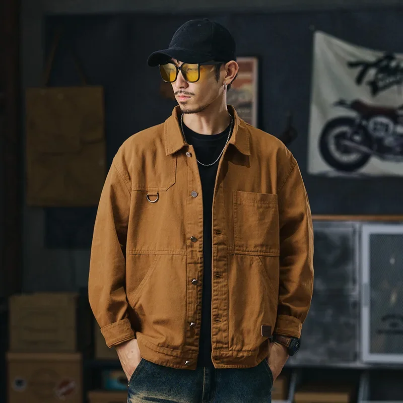 Винтажная джинсовая куртка в американском стиле для мужчин свободная посадка